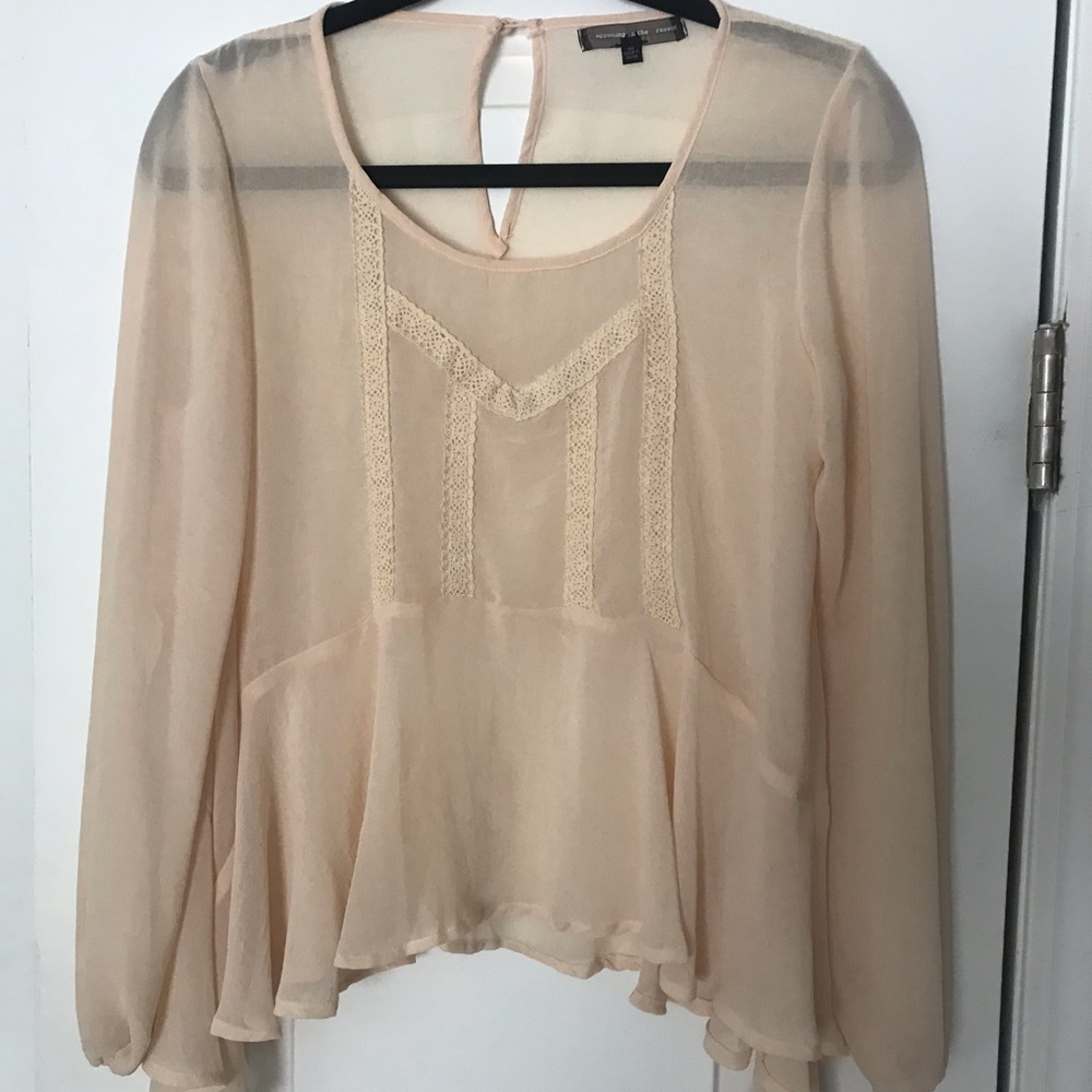Cream long sleeve blouse